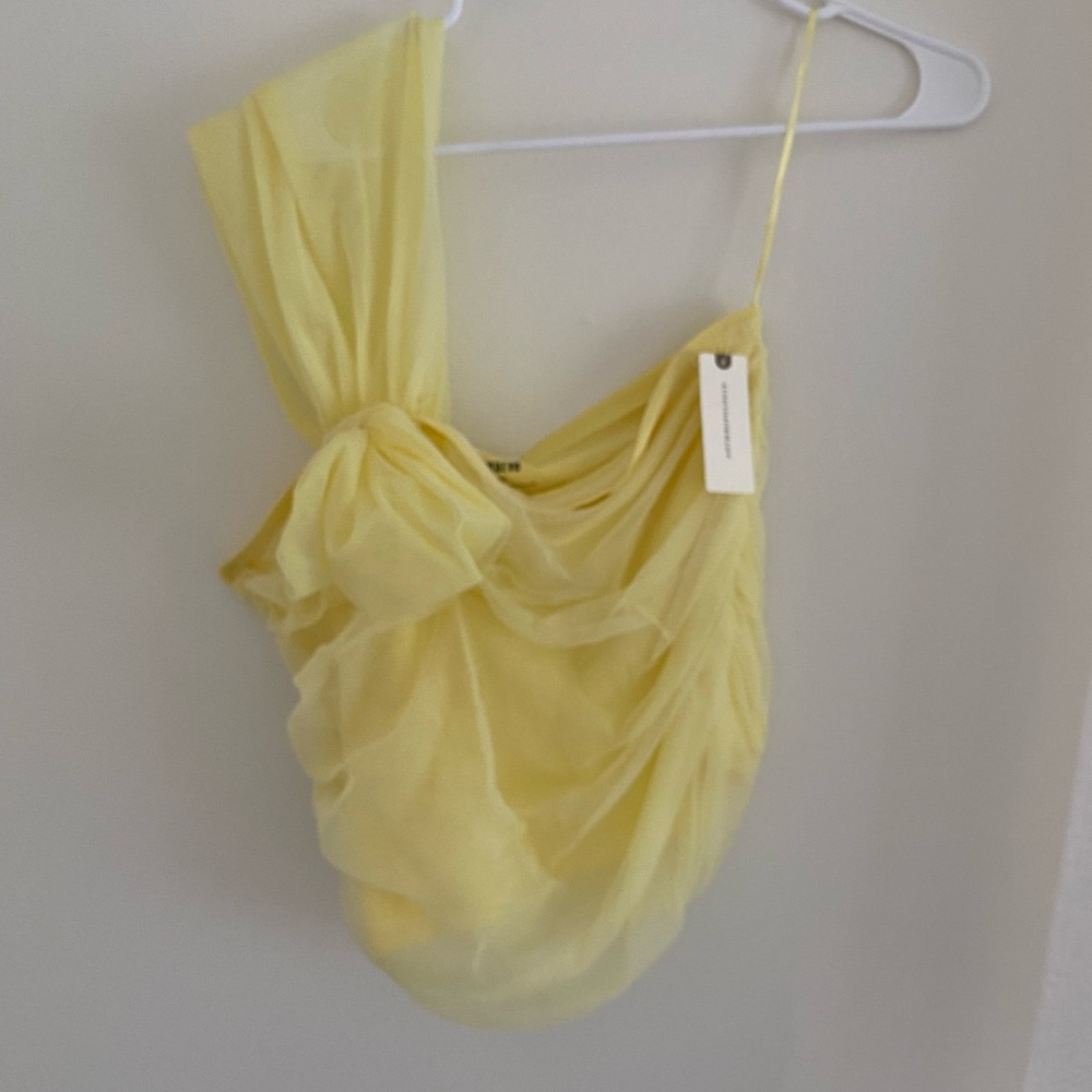 Anthropologie yellow tulle top